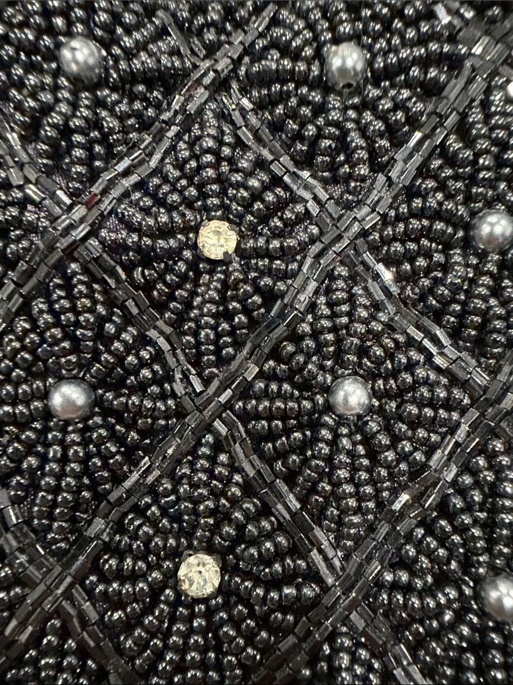 Elegant Black Beaded Evening Shoulder Bag